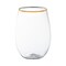 Clear with Gold Elegant Stemless Plastic Wine Glasses - 16 oz. (64 Glasses)